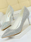 Point Toe Rhinestone Decor Stiletto Pumps