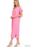 Zenana Round Neck Short Sleeve Midi Dress