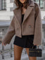 Lapel Collar Long Sleeve Cropped Outerwear