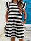 Striped Ruffle Sleeve Casual Summer Dress