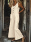 Sleeveless Button Front Wide Leg Jumpsuit