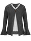 Faux Layered V-Neck Long Sleeve T-Shirt