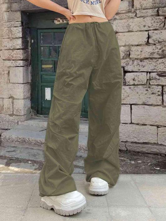 Drawstring Waist Pants with Pockets