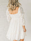 Square Neck Long Sleeve Mini Dress