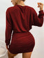 Ruched Long Sleeve Mini Wrap Dress