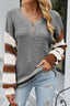 Color Block V-Neck Dropped Shoulder Sweater