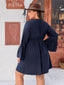 Plus Size Tie Front V-Neck Flare Sleeve Dress