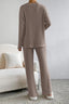 Ribbed V-Neck Top and Pants Set