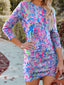 Floral Print Round Neck Long Sleeve Dress