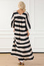 Striped V-Neck Ruched Dress