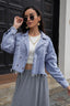 Lapel Collar Long Sleeve Denim Jacket