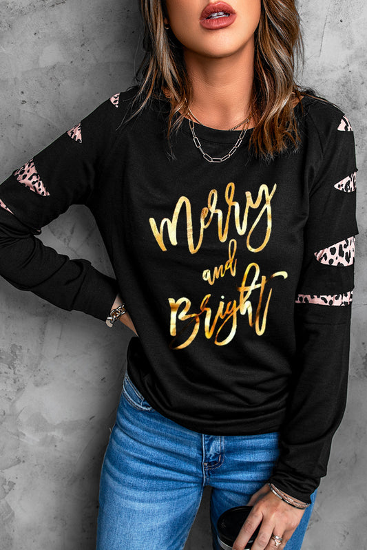 MERRY AND BRIGHT Graphic Long Sleeve Top