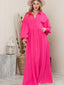 Collared Neck Button-Up Maxi Dress
