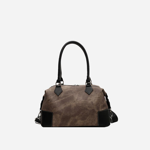 Contrast PU Leather Shoulder Bag