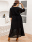 Plus Size V-Neck Half Sleeve Midi Dress