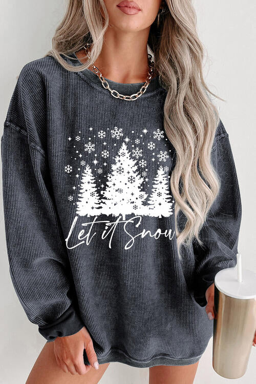 Christmas Tree Graphic Dropped Shoulder Sweatshirt