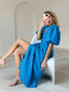 Surplice Balloon Sleeves Tied Dress