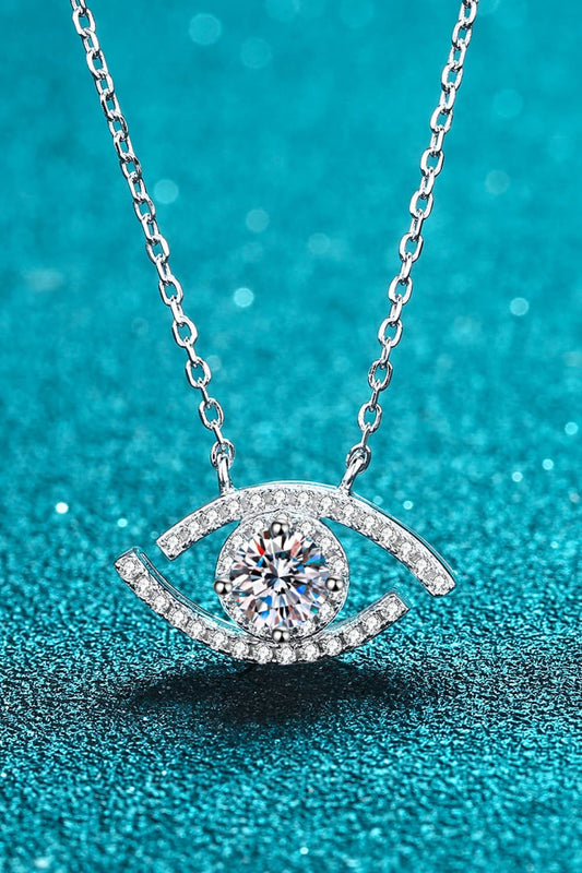 Moissanite Evil Eye Pendant 925 Sterling Silver Necklace