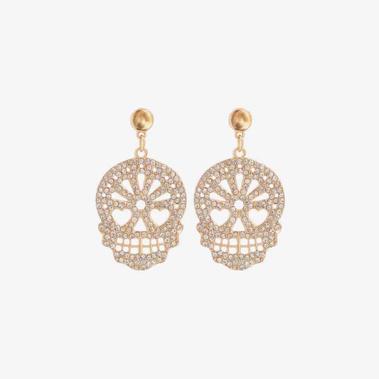 Skull Rhinestone Alloy Earrings