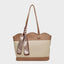 PU Leather Tied Contrast Tote Bag
