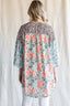 Animal Print Floral Three-Quarter Sleeve Cardigan