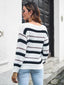 Striped Round Neck Long Sleeve Sweater