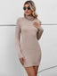 Cutout Mock Neck Long Sleeve Wrap Dress