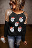 Santa Sequin Long Sleeve Round Neck Top