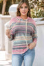 Striped Drawstring Long Sleeve Hoodie