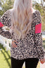 Leopard Print Color Block Long-Sleeve Top