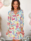 V-Neck Floral Print Long Sleeve Mini Dress