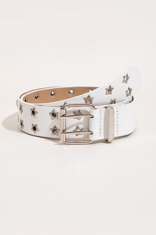 Double Row Star Grommet PU Leather Belt