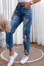 Distressed Raw Hem Straight Jeans