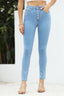 High Waist Button-Fly Slim Jeans
