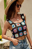 Geometric Square Neck Wide Strap Sweater Vest