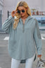Long Sleeve Buttoned Hoodie with Pockets