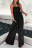 Spaghetti Strap Smocked Jumpsuit with Pockets