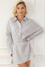Textured Half Button Collared Neck Shirt Dress