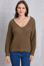 V-Neck Pocketed Dropped Shoulder Knit Top