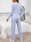 Round Neck Long Sleeve Top and Drawstring Pants Lounge Set