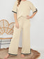 Contrast High-Low Sweater and Knit Pants Set