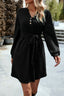 Notched Tie Waist Dropped Shoulder Mini Dress