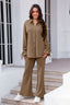 Drawstring Flounce Sleeve Shirt and Pants Set