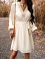Long Sleeve Tie Waist V-Neck Mini Dress