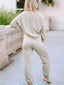 Round Neck Dropped Shoulder Top and Pants Lounge Set