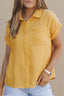 Polka Dot Pocketed Button Up Short Sleeve Shirt