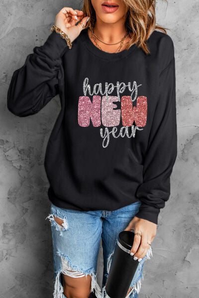 HAPPY NEW YEAR Round Neck Sweatshirt