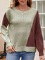 Contrast Round Neck Long Sleeve Knit Top