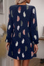 Feather Print V-Neck Dress