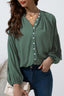 Button Up Balloon Sleeve Shirt